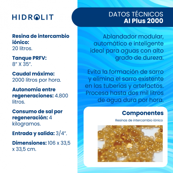 Ablandador De Agua Sarro Por Intercambio Iónico Ai Plus 2000 - Imagen 8