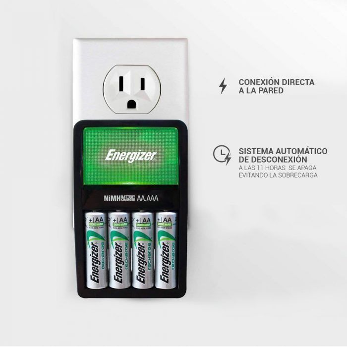 Cargador Energizer MINI p/ Pilas AA y AAA + 2 Pilas Recargables AA - Imagen 3