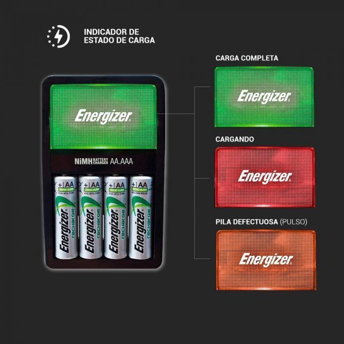 Cargador Energizer MINI p/ Pilas AA y AAA + 2 Pilas Recargables AA - Imagen 5