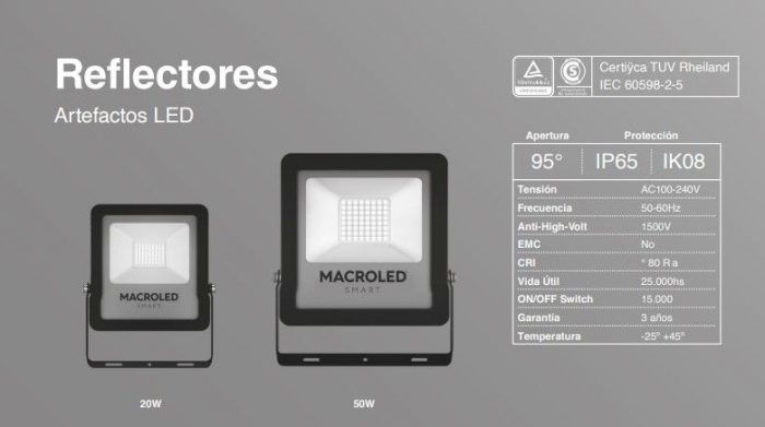 Reflector Ip65 20w Smart Rgb+W Apps Alexa Google Siri Macroled - Imagen 5
