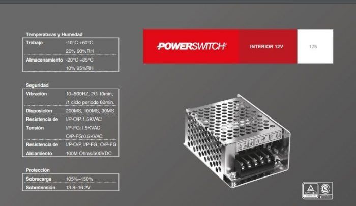 Fuente Powerswitch 12v 2a Gab Metalico Ip20 25w - Imagen 3