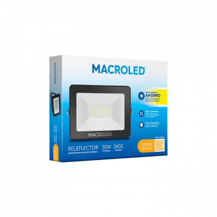 Reflector Led Macroled 30w Ac220v Frio Calido Apto Exterior - Imagen 4