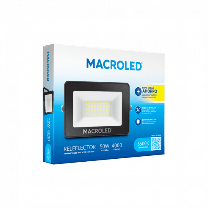 Reflector Led Macroled 50w Ip65 Frio O Calido Apto Exterior - Imagen 4