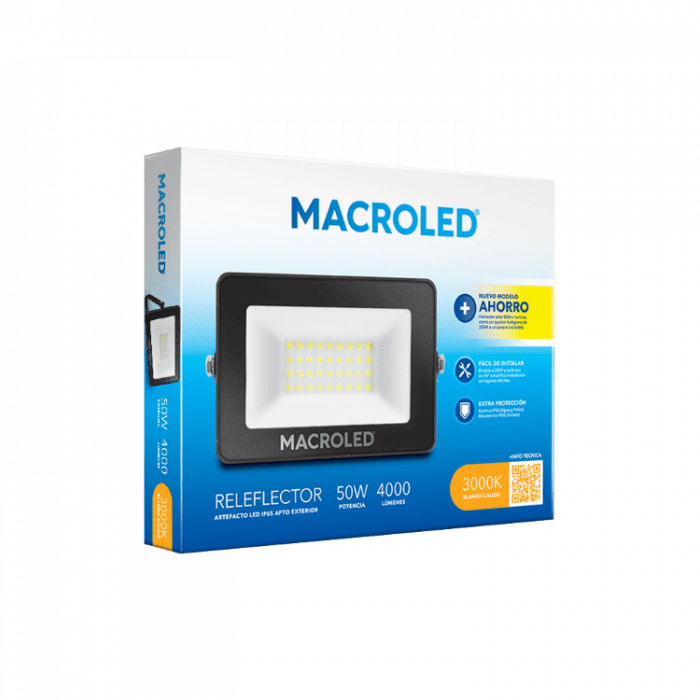 Reflector Led Macroled 50w Ip65 Frio O Calido Apto Exterior - Imagen 5