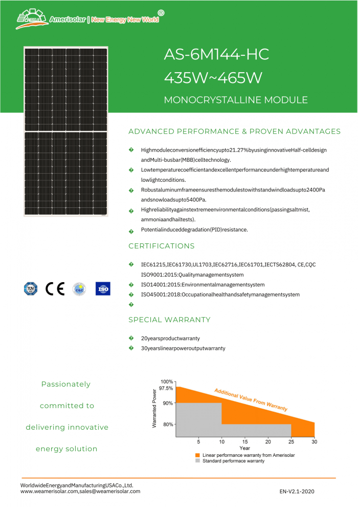 Panel Solar Monocristalino Tecnología Perc Hc 450w 144 celdas - Imagen 2