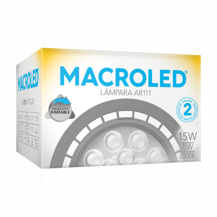 Lampara Ar111 Led 15w = 75w Dimerizable 220v Gu10 Macroled - Imagen 2