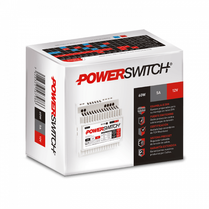 Fuente De Alimentacion Powerswitch 60w 12v 5a Riel Din - Imagen 2