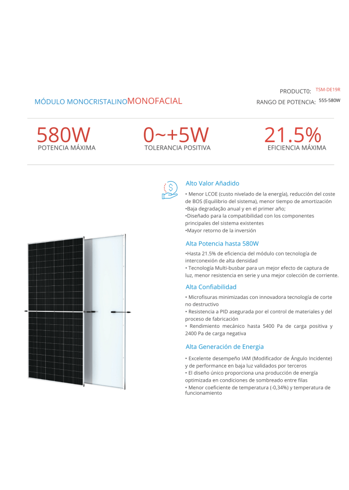 Panel Solar Trina - Monocristalino - 570w - Imagen 2