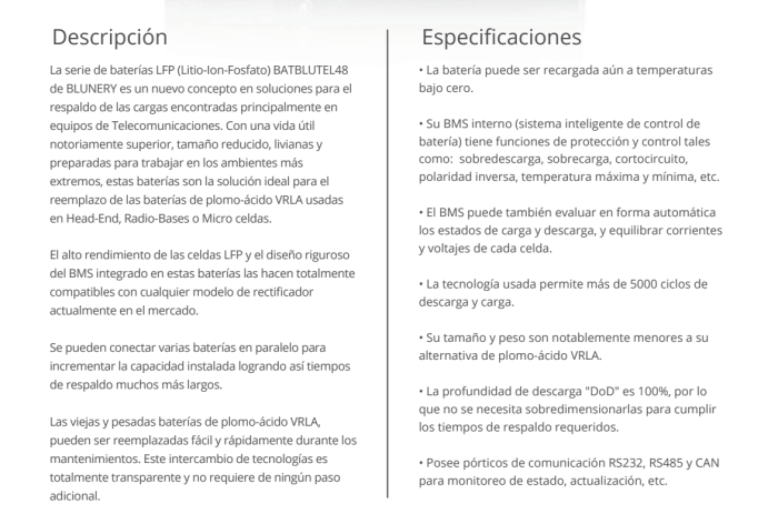 Bateria Litio LFP Rackeable 48V 100Ah 4800Wh - BMS incorporado - >5000 ciclos @DoD 80% - Imagen 3