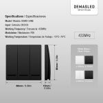 Tecla Inalámbrica RF, 3 Efectos Smart House, Negro - Imagen 3
