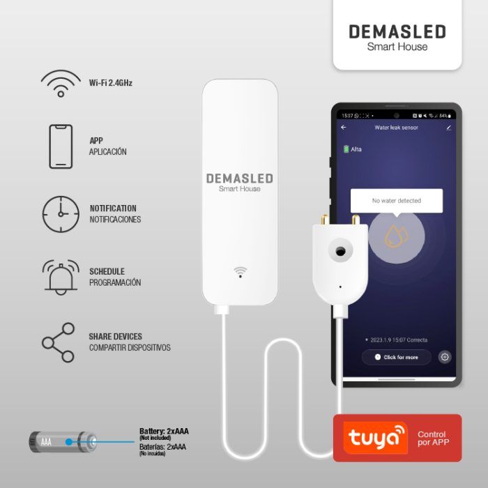 Detector Smart Wifi De Inundaciones 2.4GHz - Imagen 2