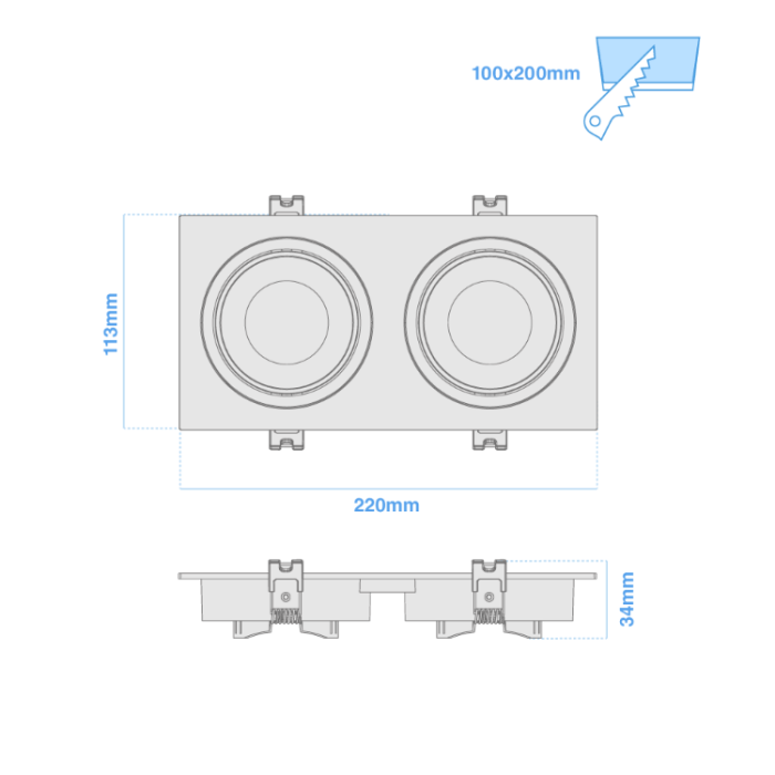 Artefacto Embutir PC Dicro MR16 x2 AB - Imagen 2