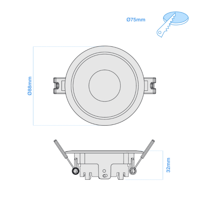 Aro Plastico P/Embutir PC Dicro MR16 AC Blanco - Imagen 2
