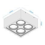 Cardánico Metal Plafón AR111 x4 Blanco - Imagen 2