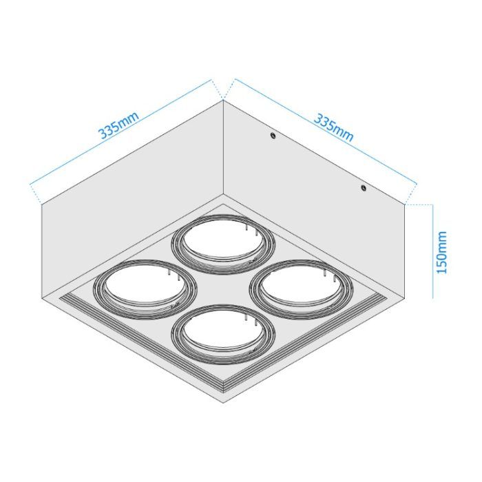 Cardánico Metal Plafón AR111 x4 Blanco - Imagen 2