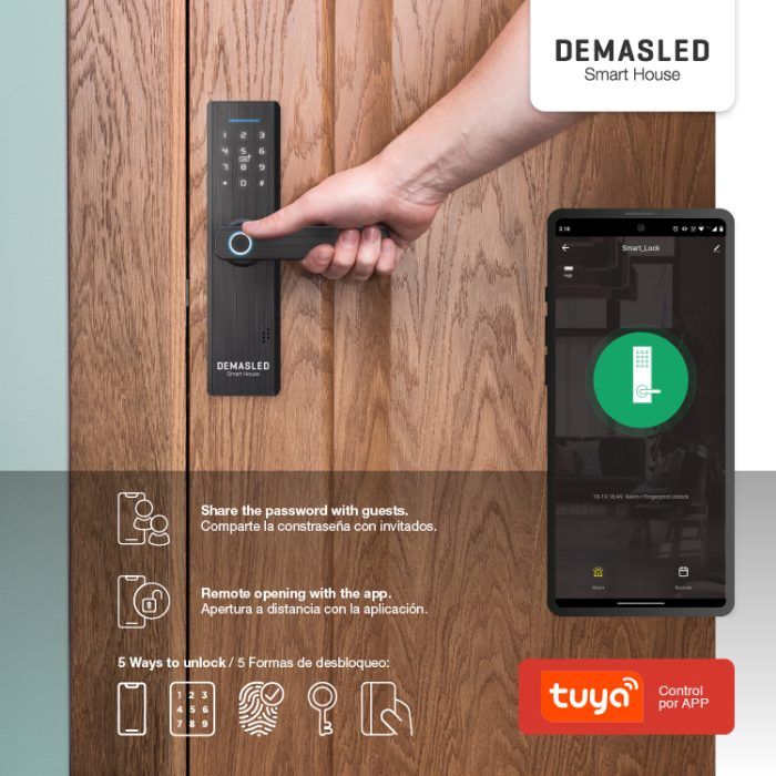 Cerradura Biométrica Smart Wifi Con Llave, Huella Y Tarjeta - Imagen 2