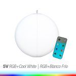 Globo Solar LED, Inflable con Control, RGB y Blanco 38lm, IP68