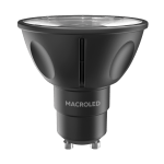 DICROICA MACROLED ALUMINIO NEGRA COB GU10 6.5W DIM AC180-265V 24° FP>0.8 2700K 600LM