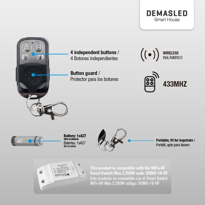 Control Remoto Rf Universal 433mhz Radio Frecuencia - Imagen 3