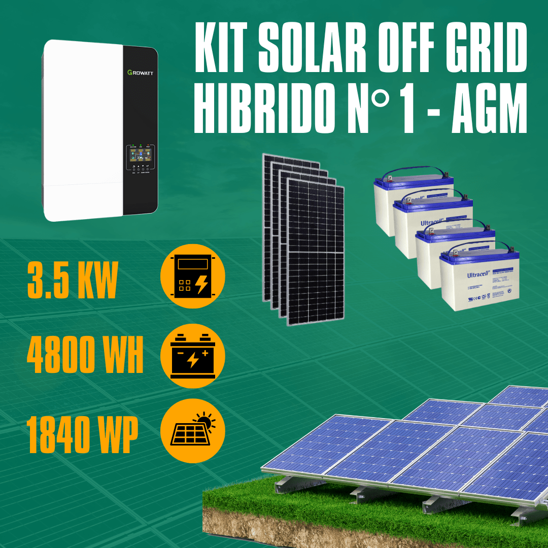 KIT HIBRIDO N1 - AGM KIT SOLAR 3.5 KW HIBRIDO Nº1 - AMG 100AH-48V - Imagen 1