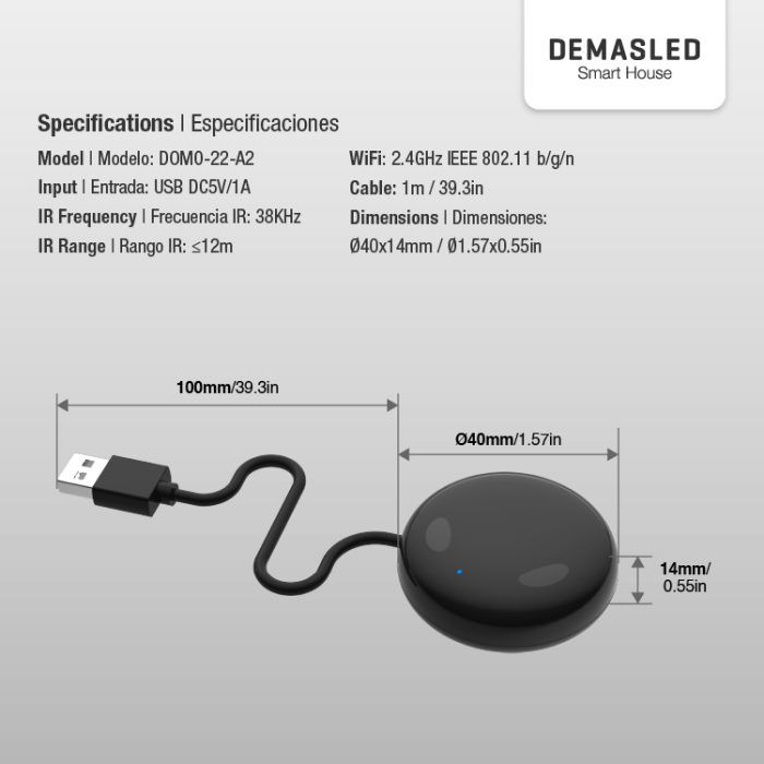 Control Remoto Smart WiFi+IR Universal 5V 1A 2.4GHz 433MHz - Imagen 5