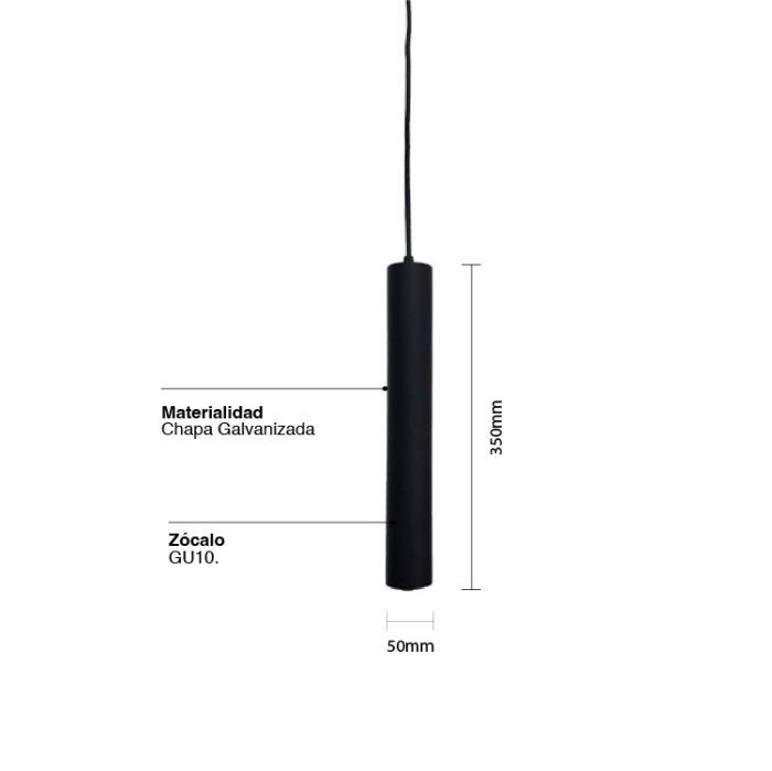 Lámpara TUBO de Techo Negro 35cm para Dicroica GU10 - Imagen 2