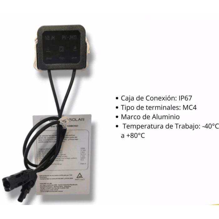 Panel Solar Monocristalino 100w 12v 36 Celdas - Imagen 6