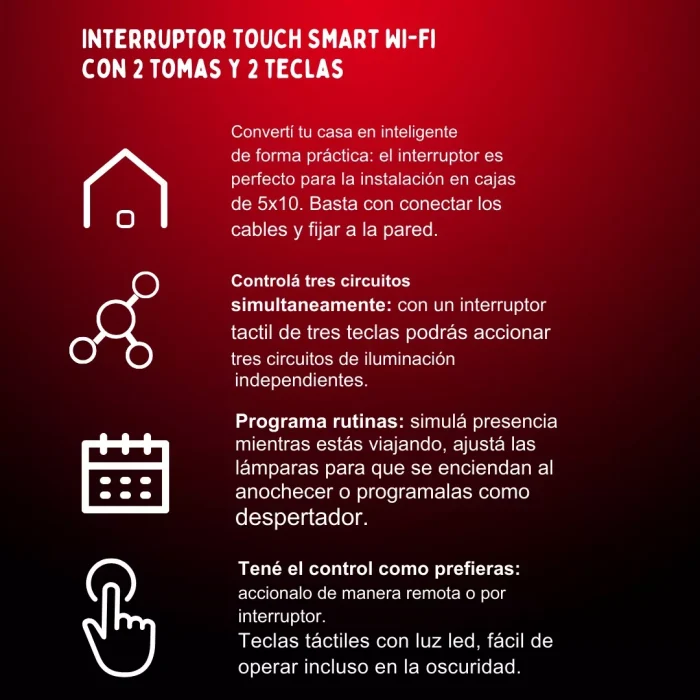 Interruptor Wifi inteligente 2 toma corriente y 2 teclas - Imagen 4