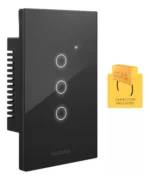 Tecla Smart Táctil Wifi Inteligente 3 Luz C/ Capacitor Color Negro Voltaje Nominal 240v
