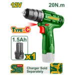 TALADRO INALAMBRICO 12V -1500 RPM - MÁX. PAR: 20NM