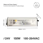 Fuente Switching 24V 6.3A 151W, 180-264VAC Exterior IP6 - Imagen 2