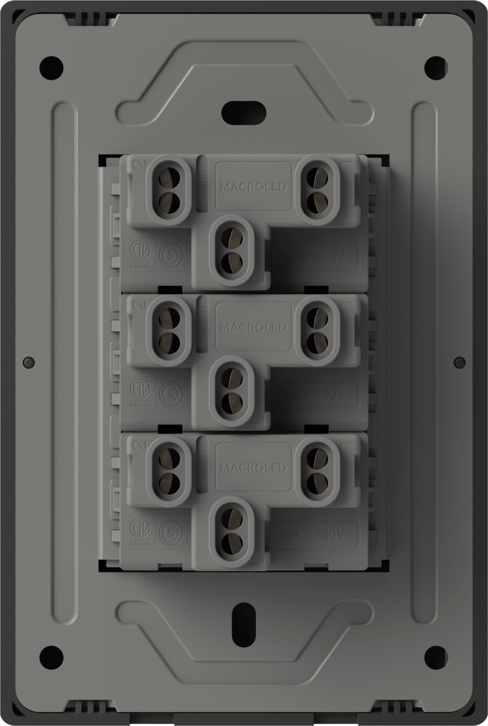 TECLA MILAN GRIS MACROLED, 3 CANAL, 2 VIAS, AC 250V, 10A MAX. BASTIDOR METALICO - Imagen 2