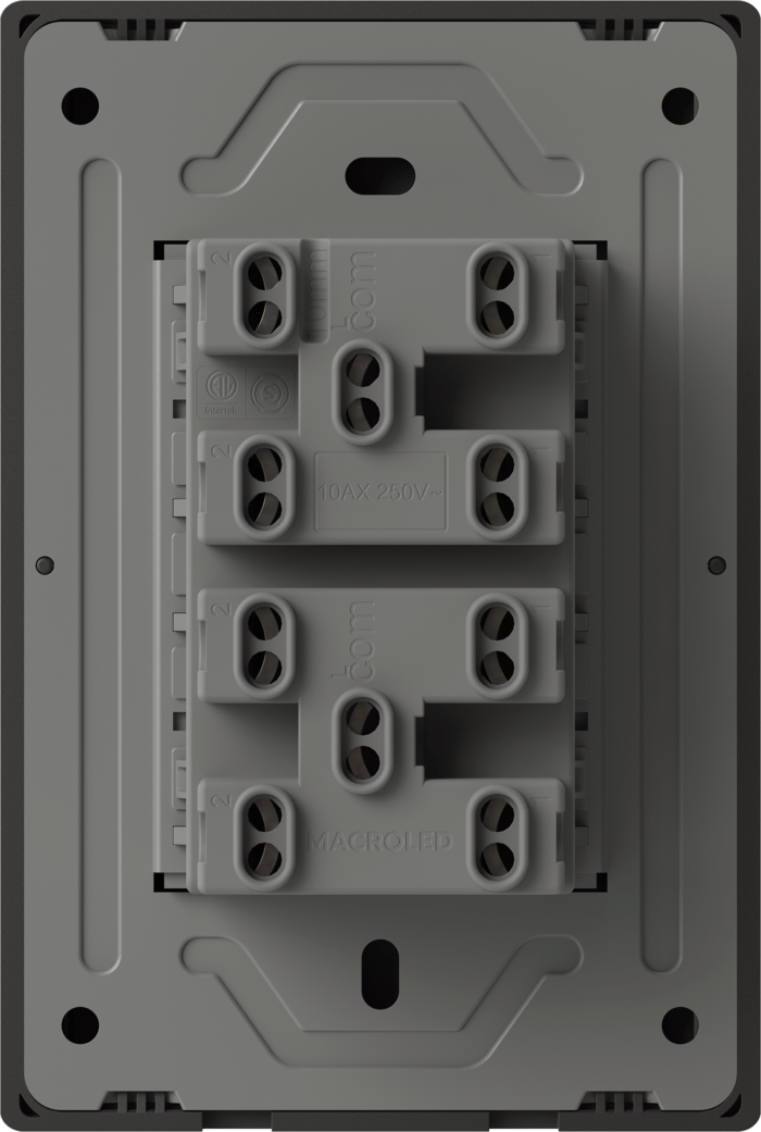 TECLA MILAN NEGRO MACROLED, 4 CANAL, 2 VIAS, AC 250V, 10A MAX. BASTIDOR METALICO - Imagen 2