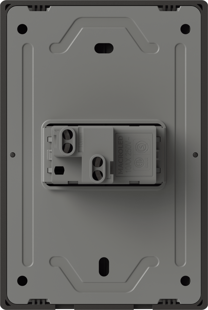 TECLA Y TOMACORRIENTE MILAN GRIS MACROLED, 1 CANAL, AC 250V, 10A MAX. BASTIDOR METALICO - Imagen 2