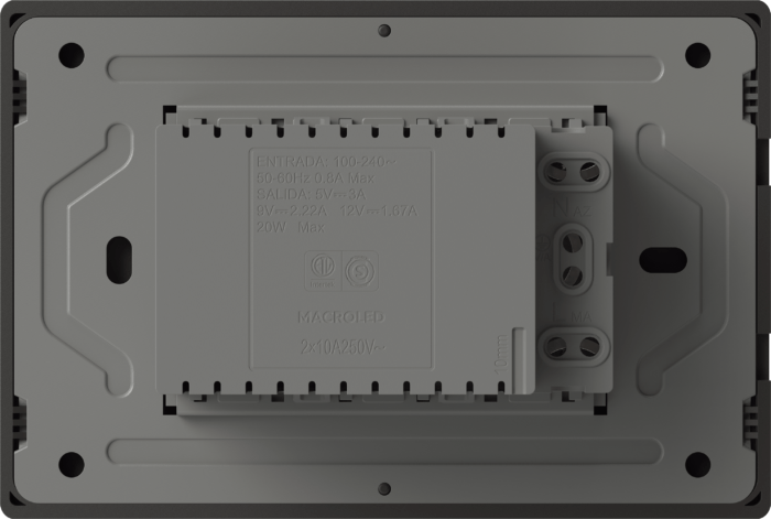 TOMACORRIENTE DOBLE Y USB-C MILAN BLANCO MACROLED, AC 250V, 10A MAX. 1 USB-C DE 20W, BASTIDOR METALICO - Imagen 2