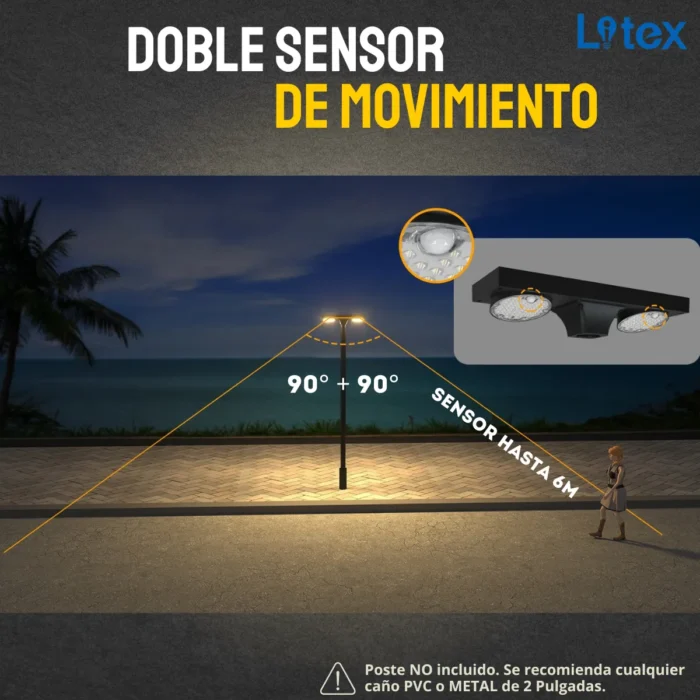 FAROLA LED SOLAR TIPO PLAZA 2 LAMPARAS 20W C/U - Imagen 5