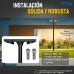 FAROLA LED SOLAR TIPO PLAZA 2 LAMPARAS 20W C/U - Imagen 4
