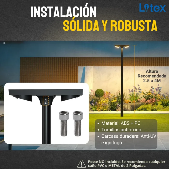 FAROLA LED SOLAR TIPO PLAZA 2 LAMPARAS 20W C/U - Imagen 4