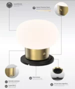 VELADOR A BATERIA MUSHROOM DIMERIZABLE MACROLED, COBRE, DC5V, 2700K, IP20, 160LM, INCLUYE CABLE USB-C - Imagen 2