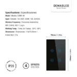 Tecla Smart de Muro Táctil 4 Canales 600W NEGRO - Imagen 3
