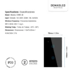 Tecla Smart de Pared Táctil 2 Canales 600W Negro - Imagen 3