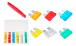 JUEGO DE FUSIBLES PARA AUTOMÓVIL DE 49 PIEZAS - PC + ZINC - CORRIENTES: 5 A, 10 A, 15 A, 20 A, 25 A, 30 A + 1 CLIP DE SEGURIDAD