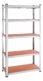 ESTANTES DE ALMACENAMIENTO AJUSTABLES: 5 NIVELES - 700 X 300 X 1500MM - CAPACIDAD DE CADA ESTANTE: 175KG - MATERIAL MADERA Y ACERO GALVANIZADO - PESO 8,8KG