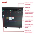 UPS MUST SOLAR 3000W - 100AH 24V LITIO RODANTE - Imagen 3